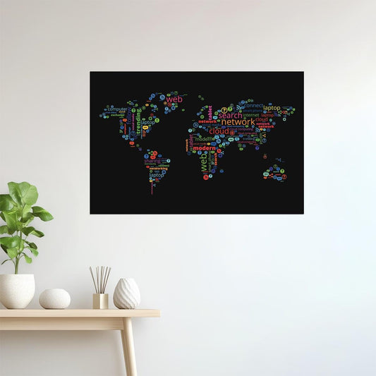 World Map | Communication and Technology Concept Map Poster