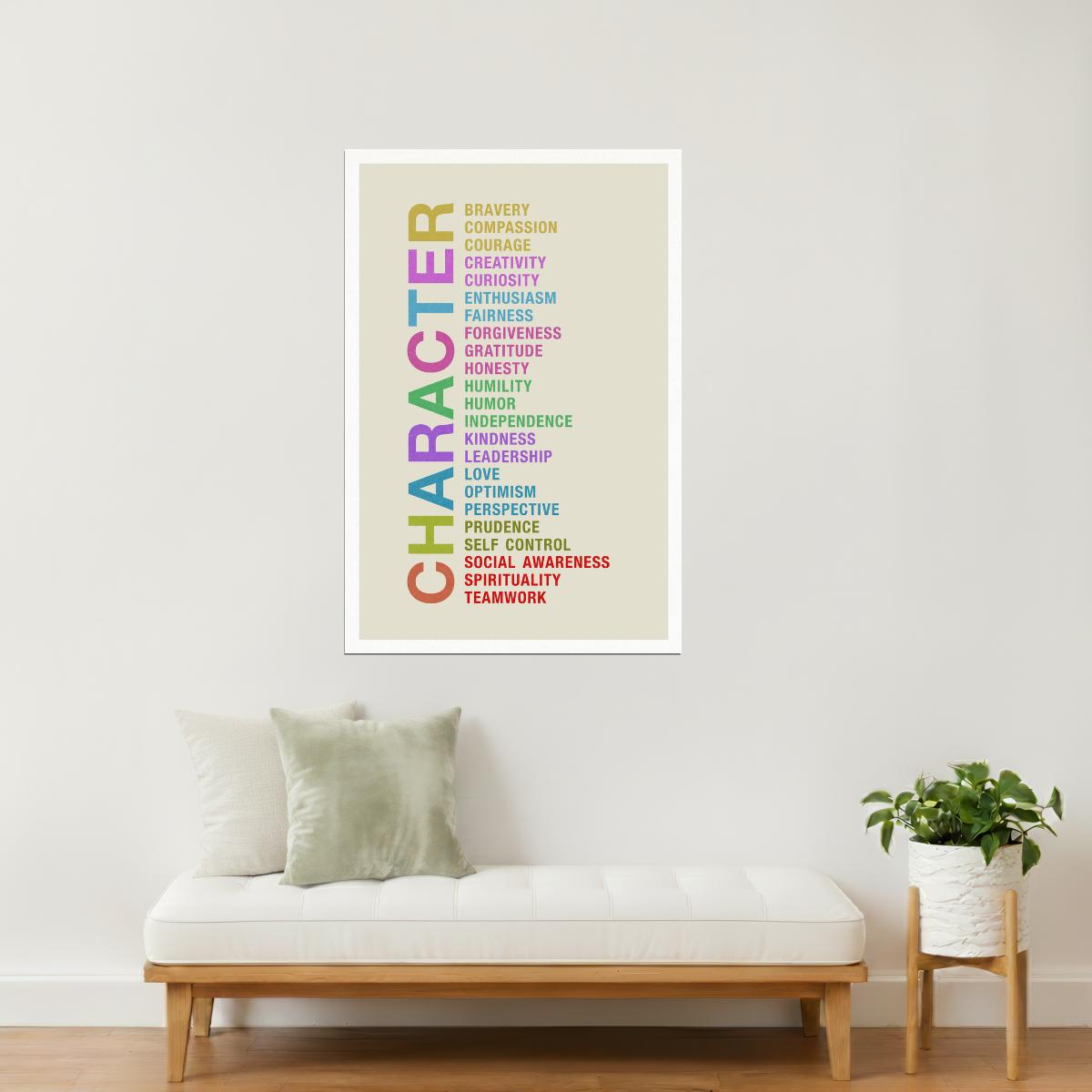 Character | Bravery, Compassion, Courage and Creativity Motivational Poster