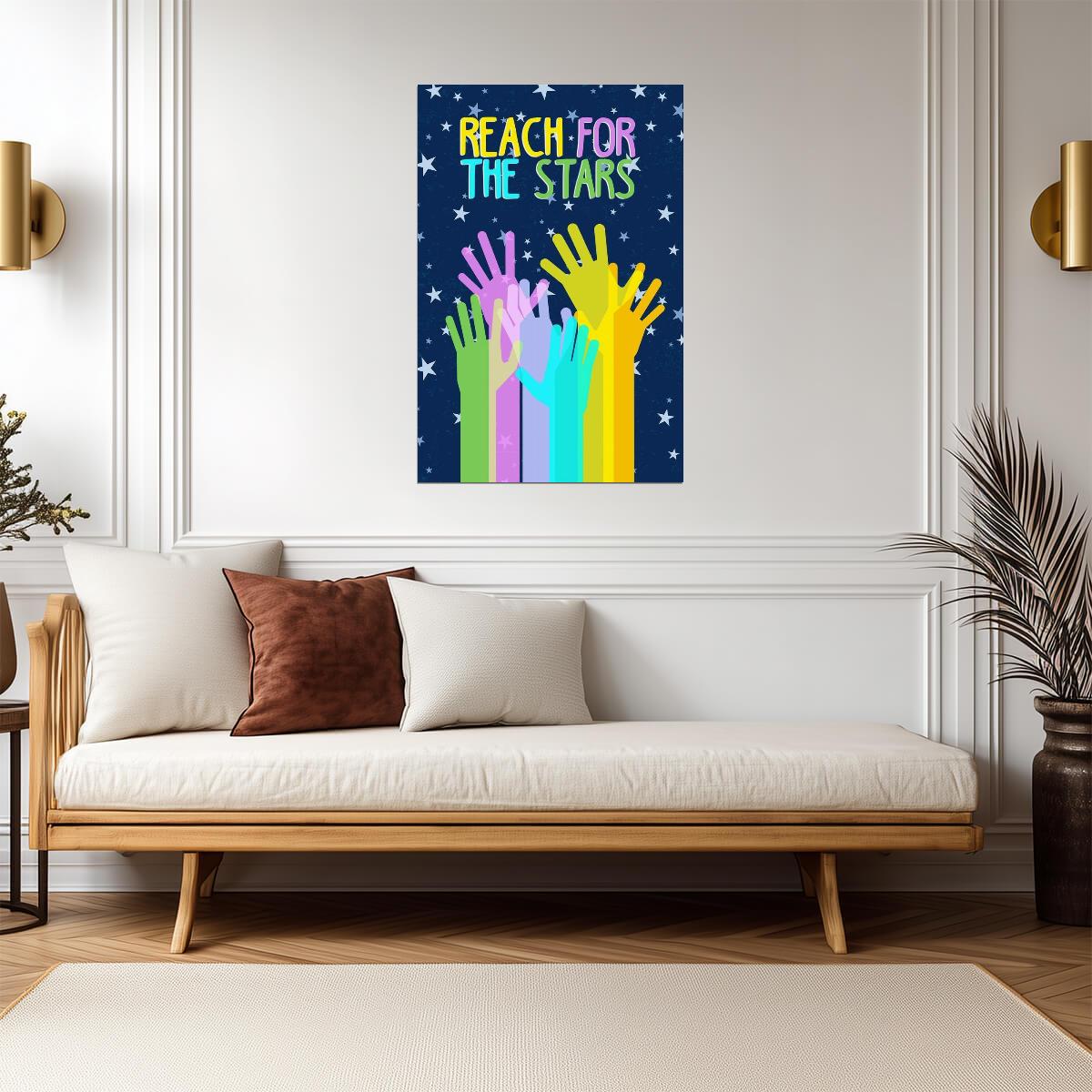 "Reach For The Stars" | Inspirational Classroom Poster | Motivational Kids Wall Art - Type & Quotes Poster