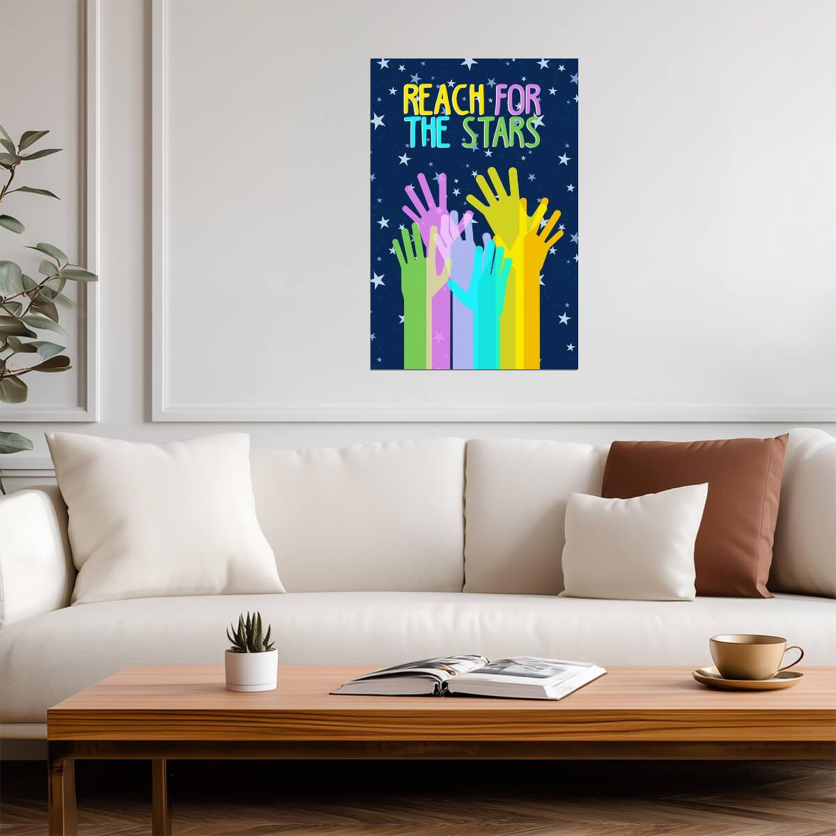 "Reach For The Stars" | Inspirational Classroom Poster | Motivational Kids Wall Art - Type & Quotes Poster