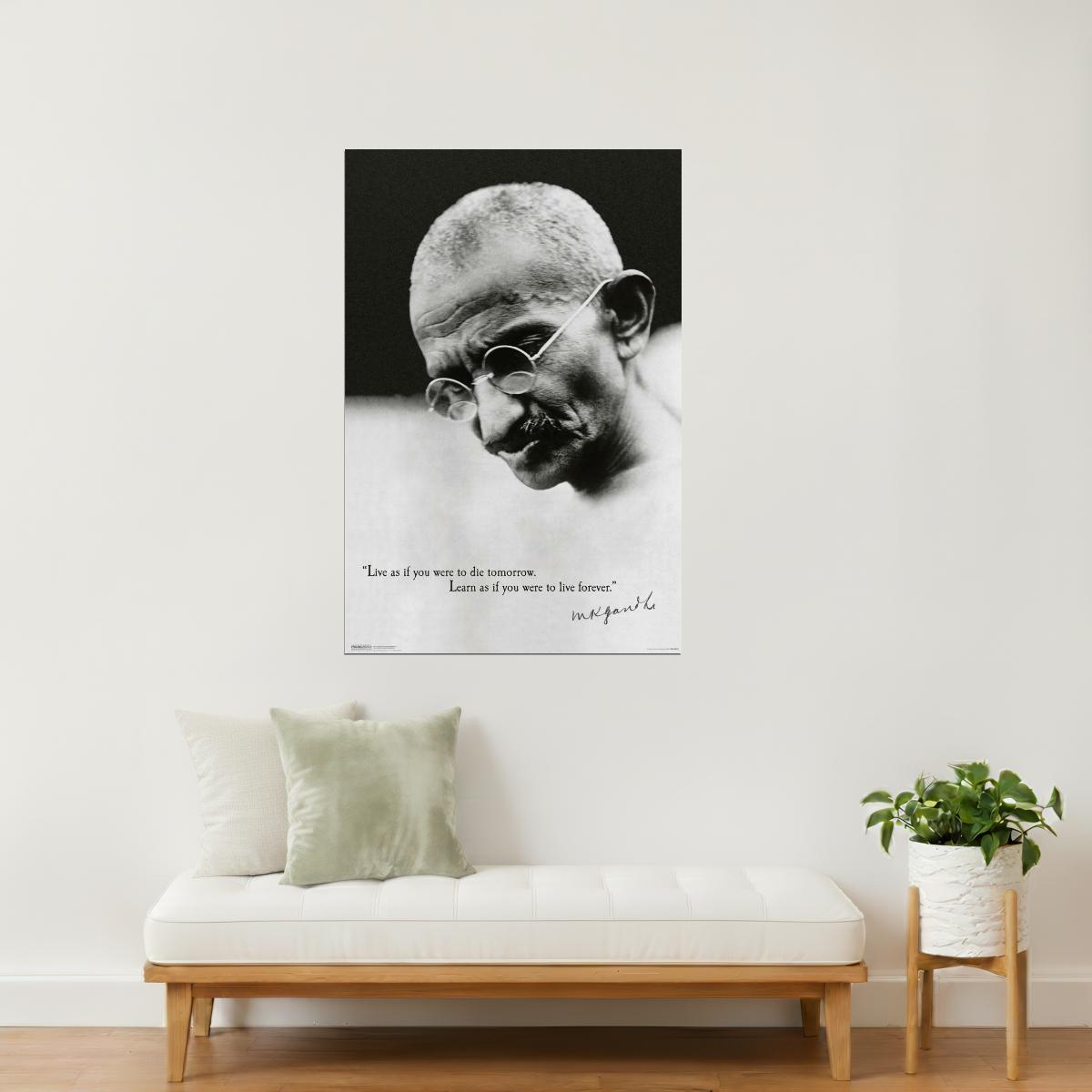 Live as If You Were to Die Tomorrow | Gandhi Motivational Quote Poster