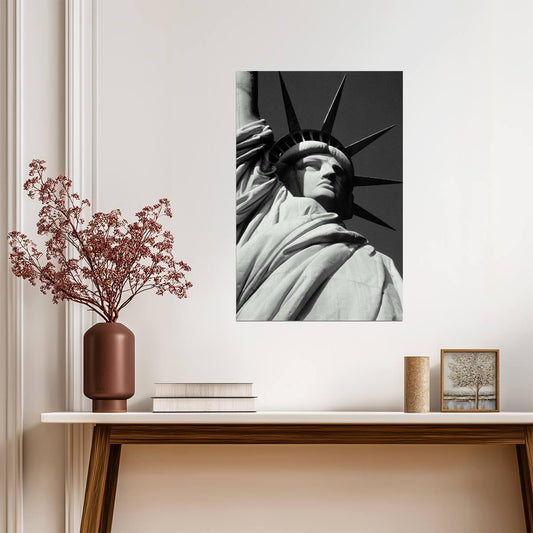 Statue of Liberty Close Up | Vintage Black and White Photo | New York City Landmark Poster - Vintage & Retro Poster