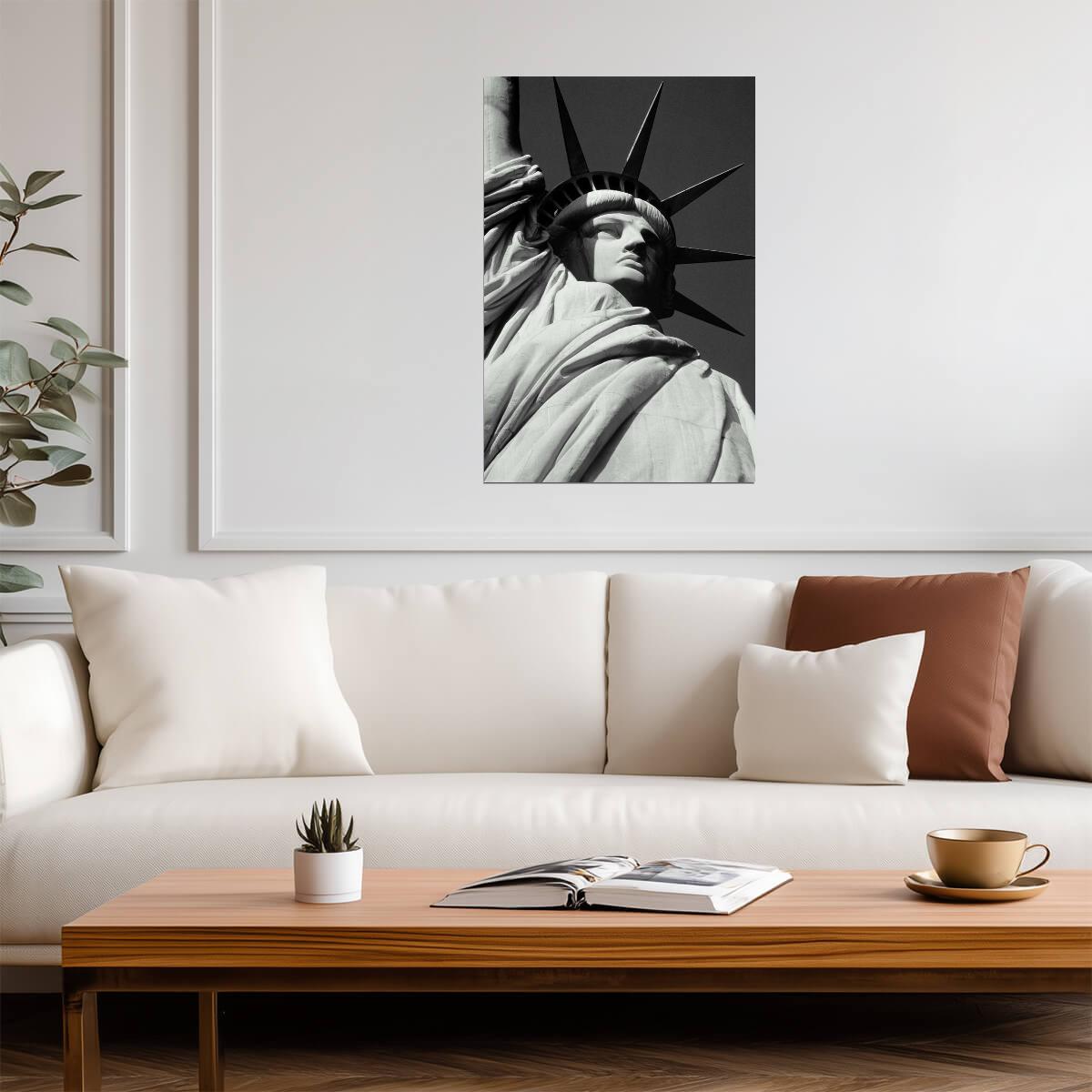 Statue of Liberty Close Up | Vintage Black and White Photo | New York City Landmark Poster - Vintage & Retro Poster
