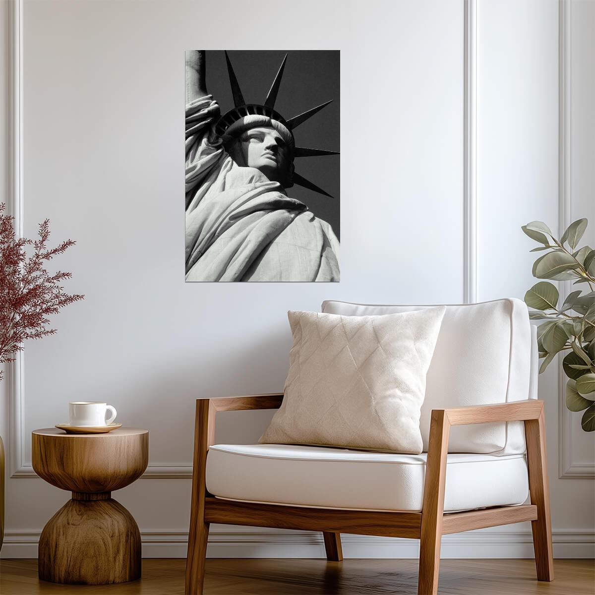 Statue of Liberty Close Up | Vintage Black and White Photo | New York City Landmark Poster - Vintage & Retro Poster