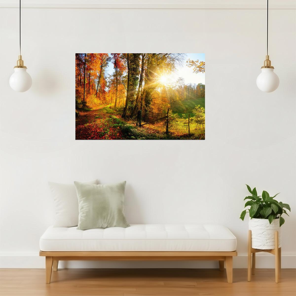 Panoramic Autumn Forest Poster | Landscape Photography | Nature Wall Art