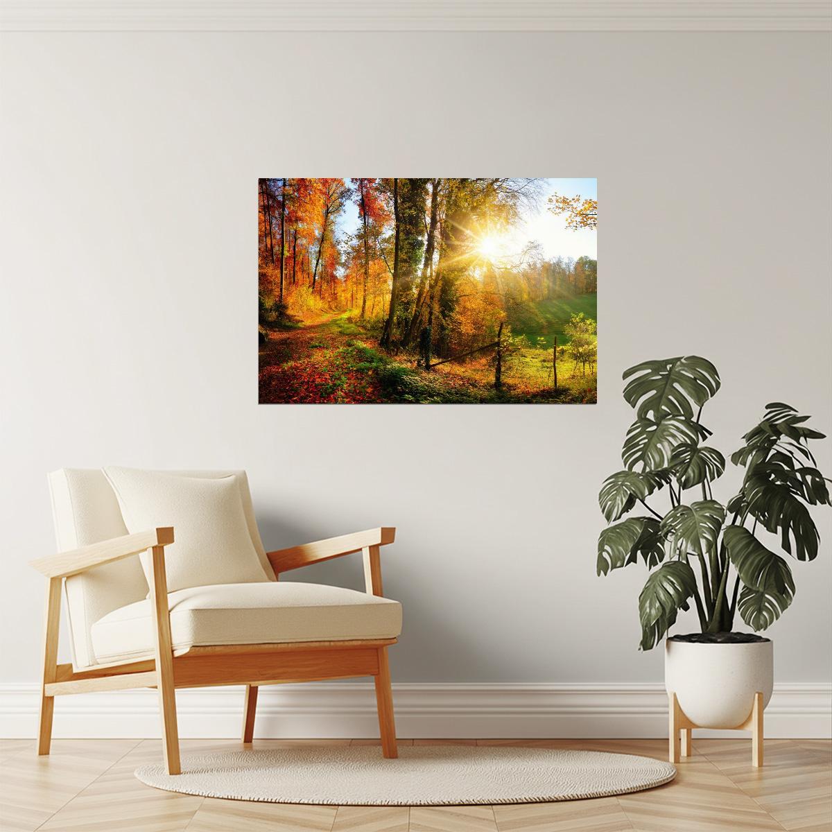 Panoramic Autumn Forest Poster | Landscape Photography | Nature Wall Art