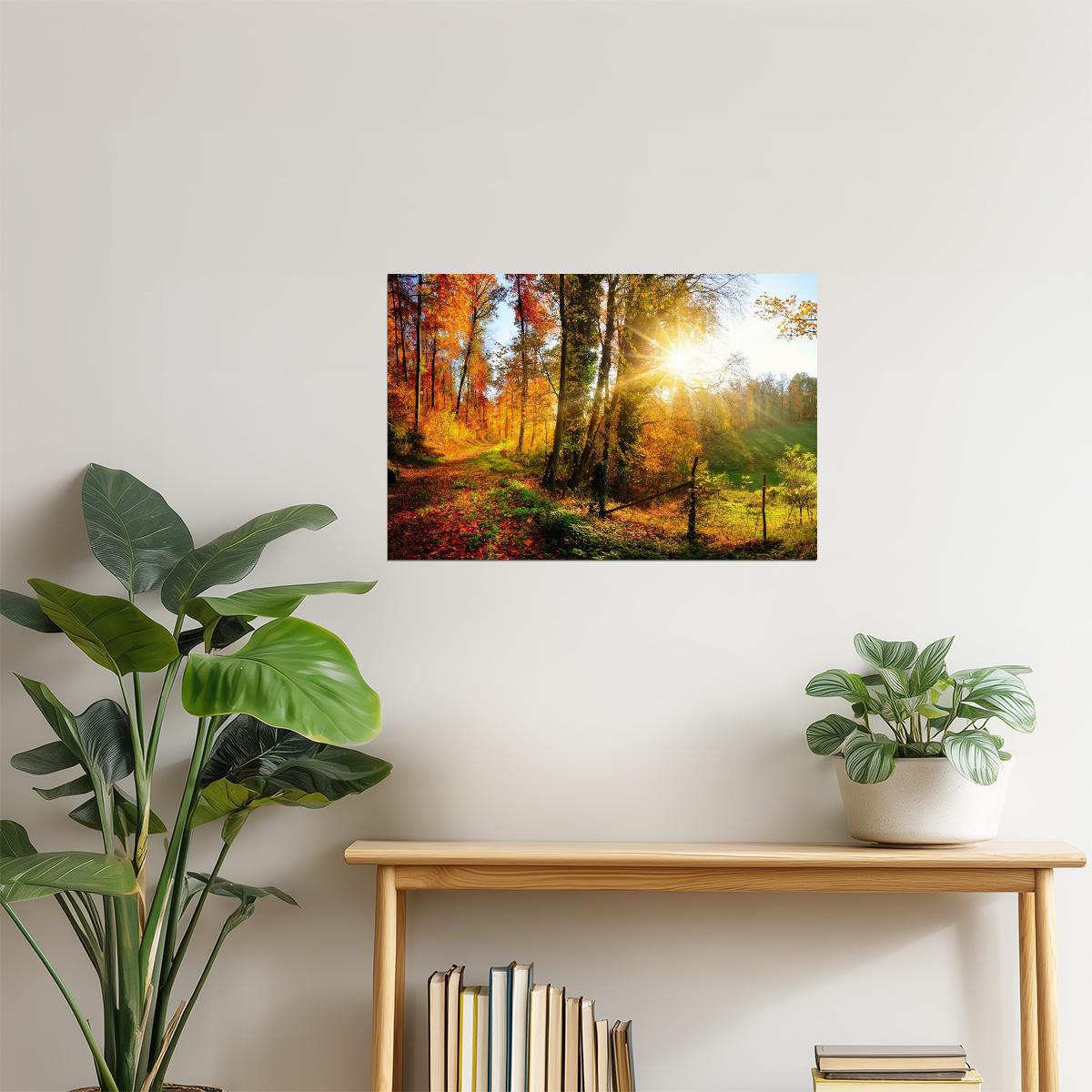 Panoramic Autumn Forest Poster | Landscape Photography | Nature Wall Art