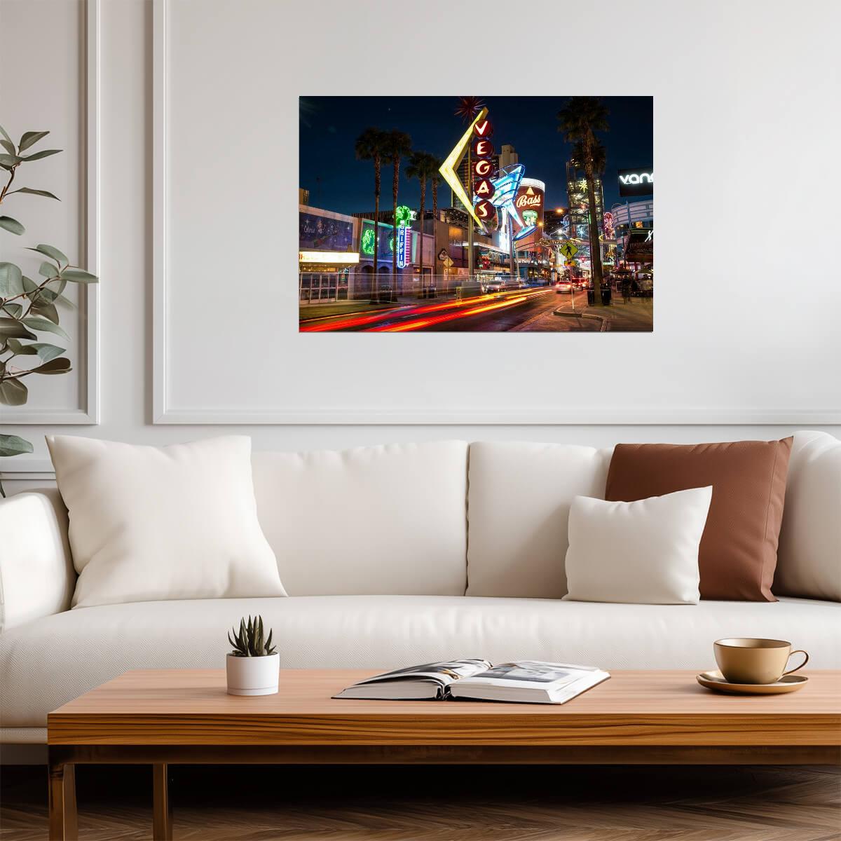 Downtown Las Vegas Neon Signs Photo | Fremont Street Experience | City Nightscape Poster - Photography Poster