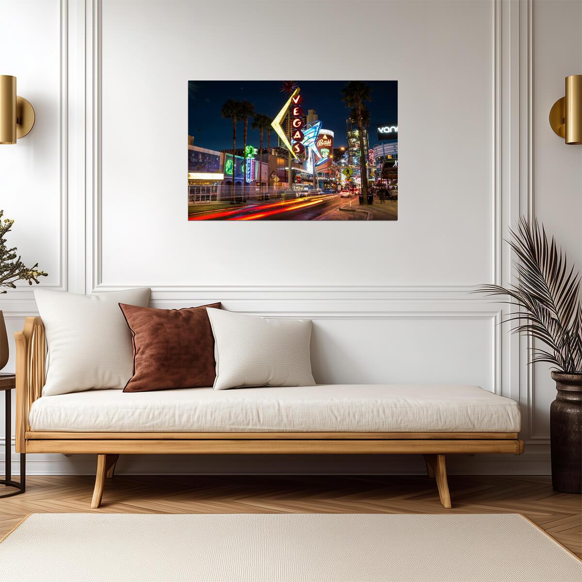 Downtown Las Vegas Neon Signs Photo | Fremont Street Experience | City Nightscape Poster - Photography Poster