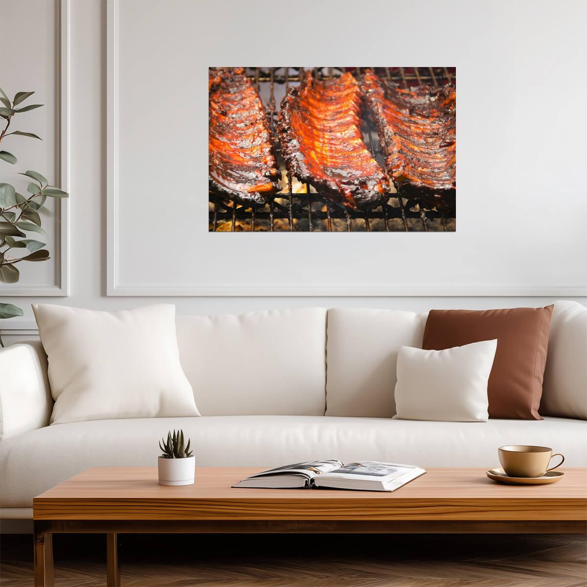Barbecued Spareribs Photograph | BBQ Pit Wall Art | Food & Drink Poster - Photography Poster