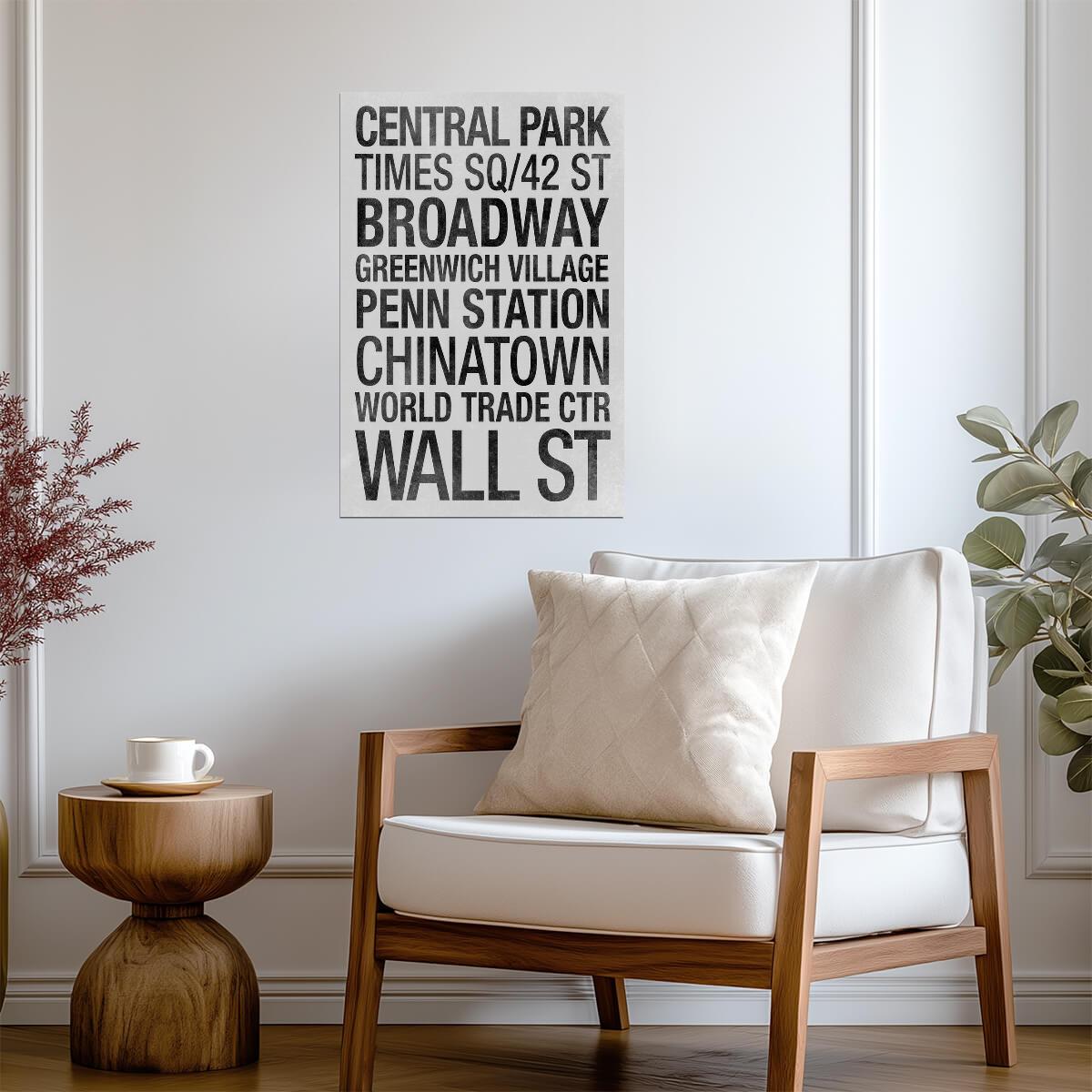 NYC Subway Sign Typography | New York City Stations | Minimalist Black and White Poster - Type & Quotes Poster