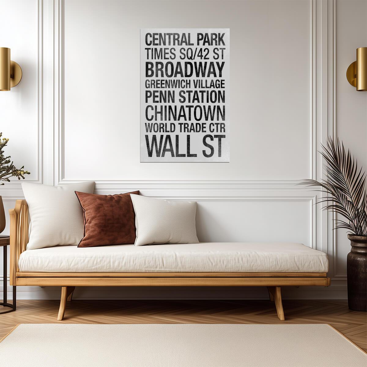 NYC Subway Sign Typography | New York City Stations | Minimalist Black and White Poster - Type & Quotes Poster
