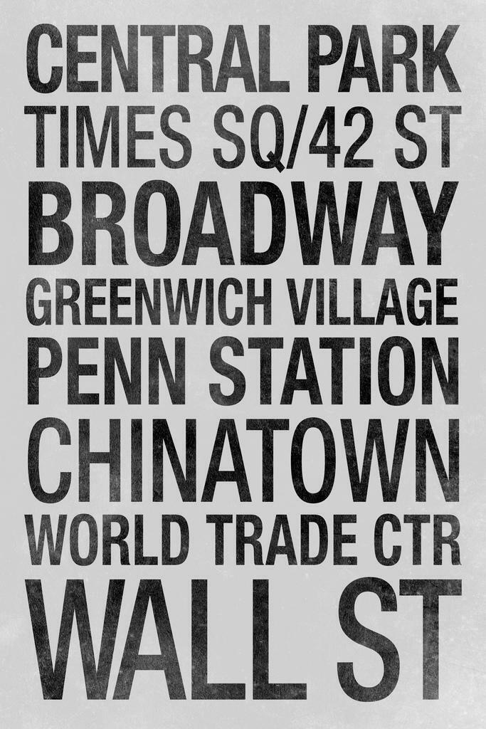 NYC Subway Sign Typography | New York City Stations | Minimalist Black and White Poster - Type & Quotes Poster