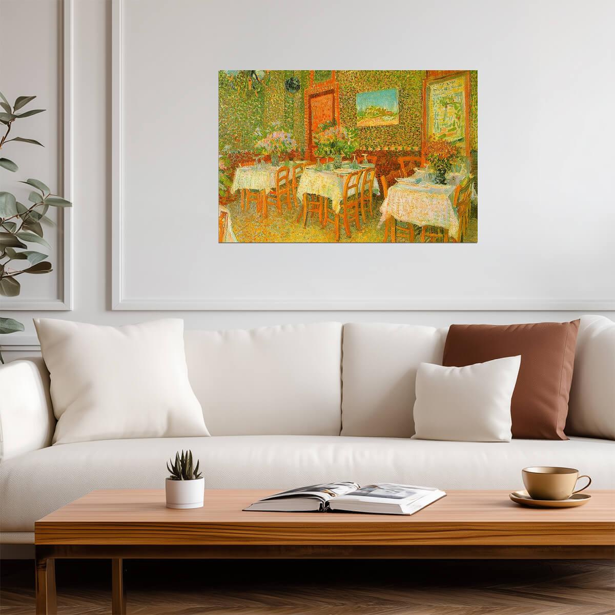 Vincent Van Gogh "Interior of a Restaurant" | Post-Impressionist Art | Classic Painting Poster - Graphic & Art Poster