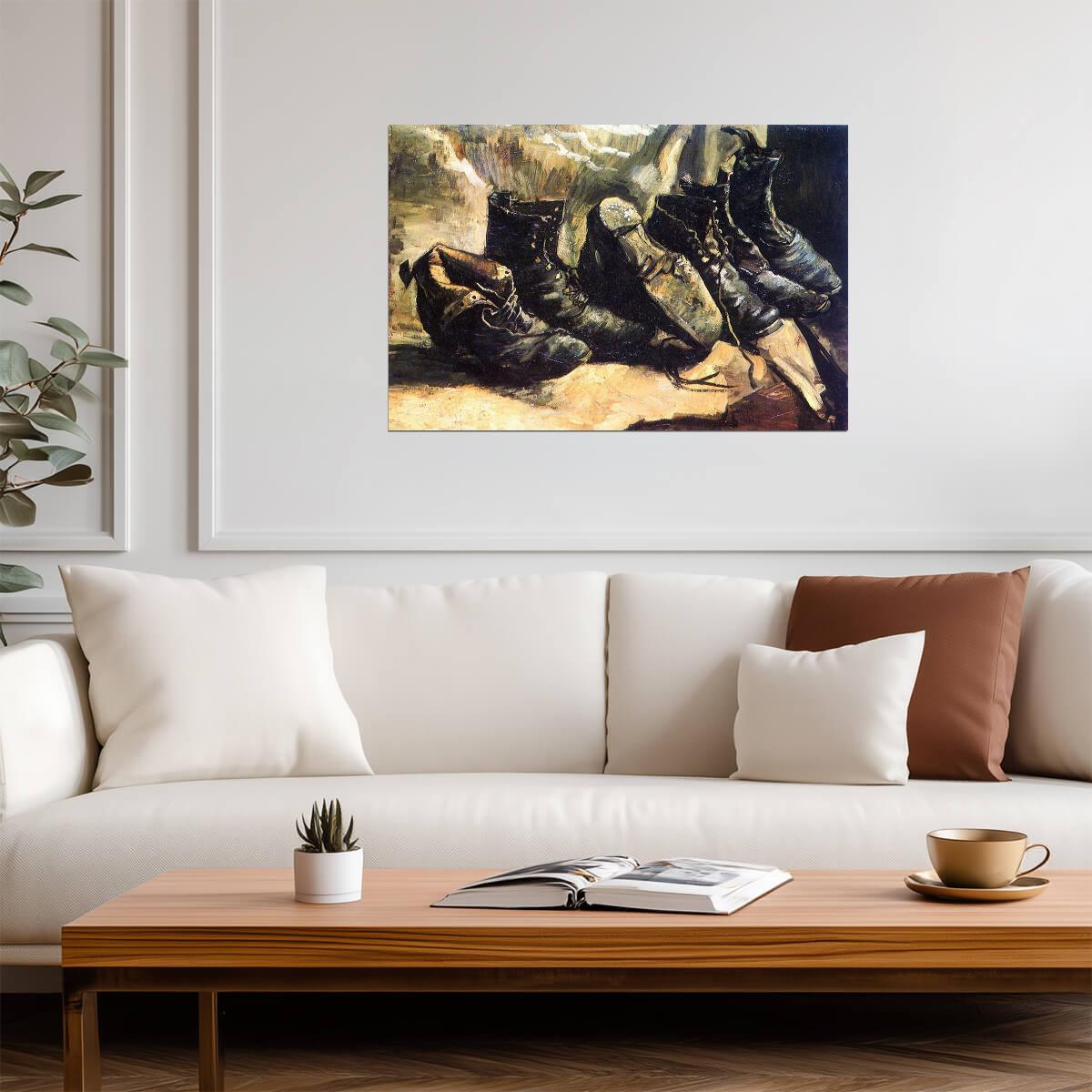 Vincent Van Gogh "Three Pairs of Shoes" | Post-Impressionist Art | Classic Painting Poster - Graphic & Art Poster