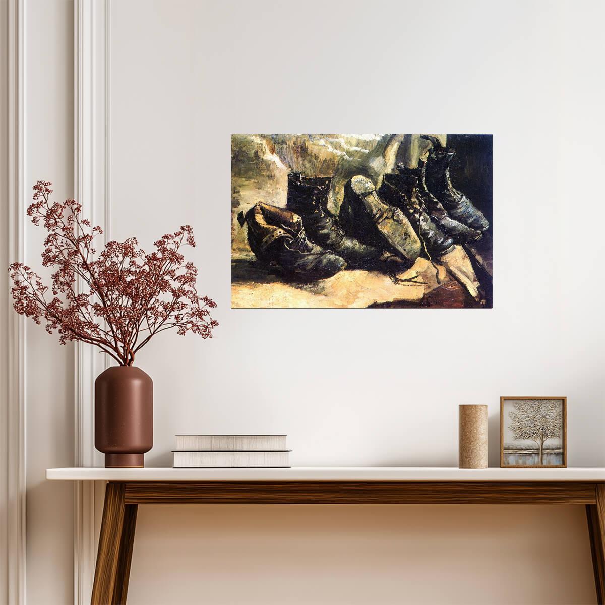 Vincent Van Gogh "Three Pairs of Shoes" | Post-Impressionist Art | Classic Painting Poster - Graphic & Art Poster