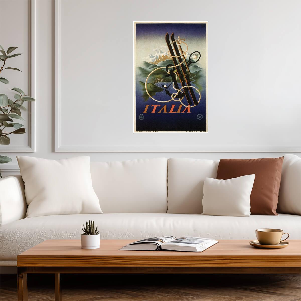 Italia Vintage Travel Poster | Retro Bicycle Ad | Italian Wall Art - Vintage & Retro Poster