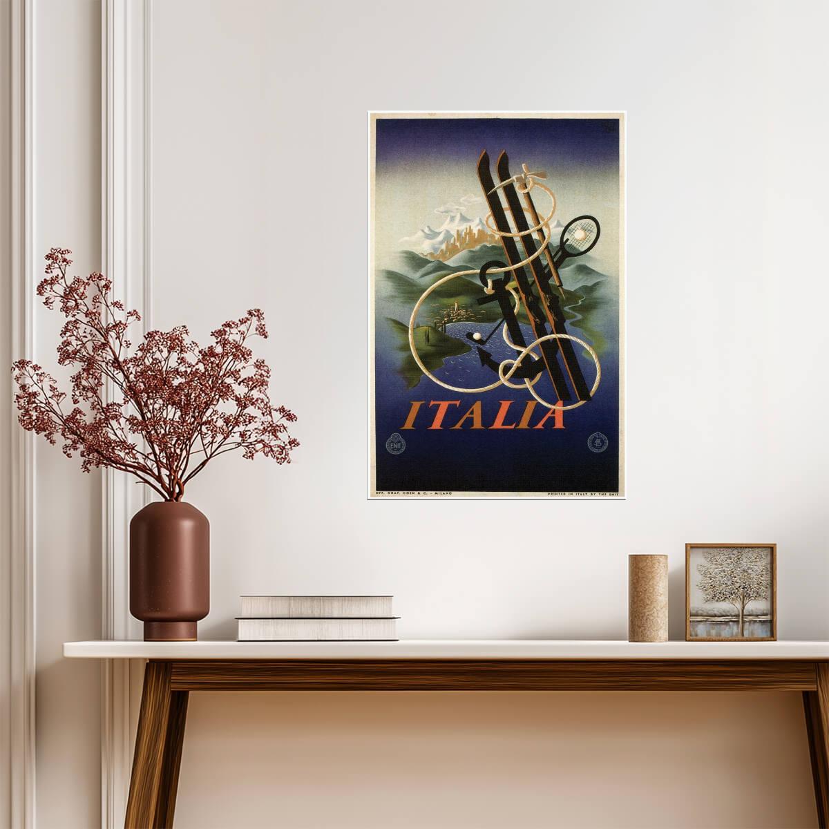 Italia Vintage Travel Poster | Retro Bicycle Ad | Italian Wall Art - Vintage & Retro Poster