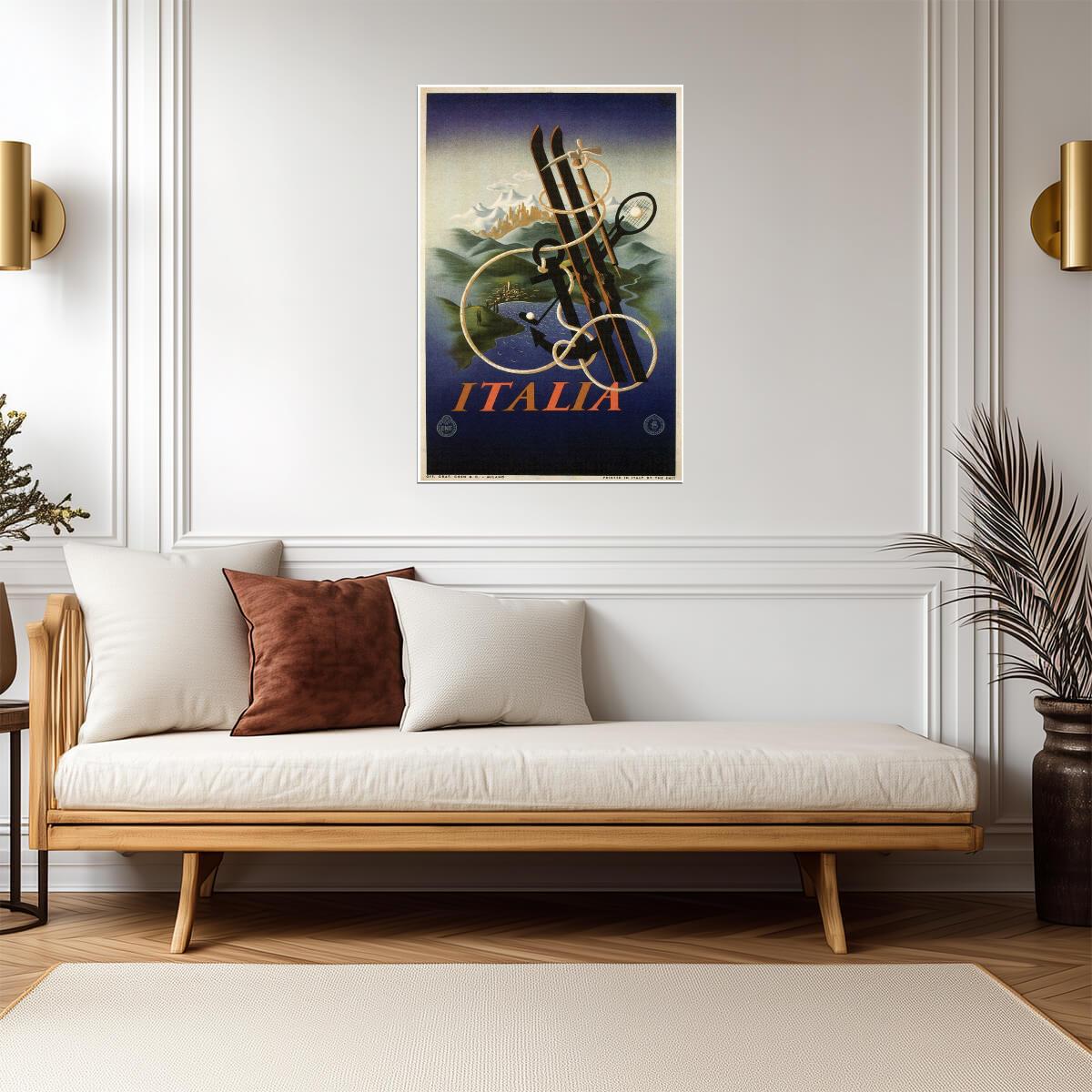 Italia Vintage Travel Poster | Retro Bicycle Ad | Italian Wall Art - Vintage & Retro Poster