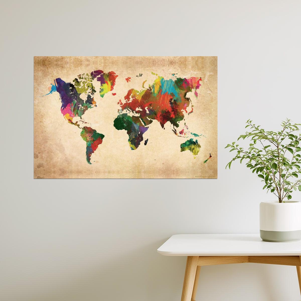 World Map | Colorful Modern Political World Map Poster