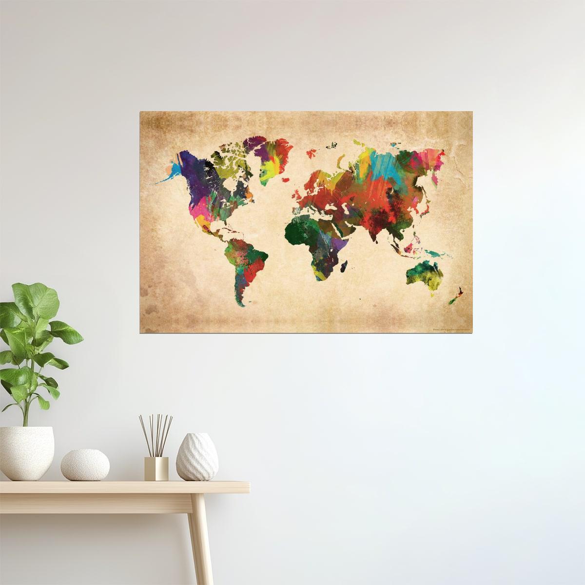 World Map | Colorful Modern Political World Map Poster