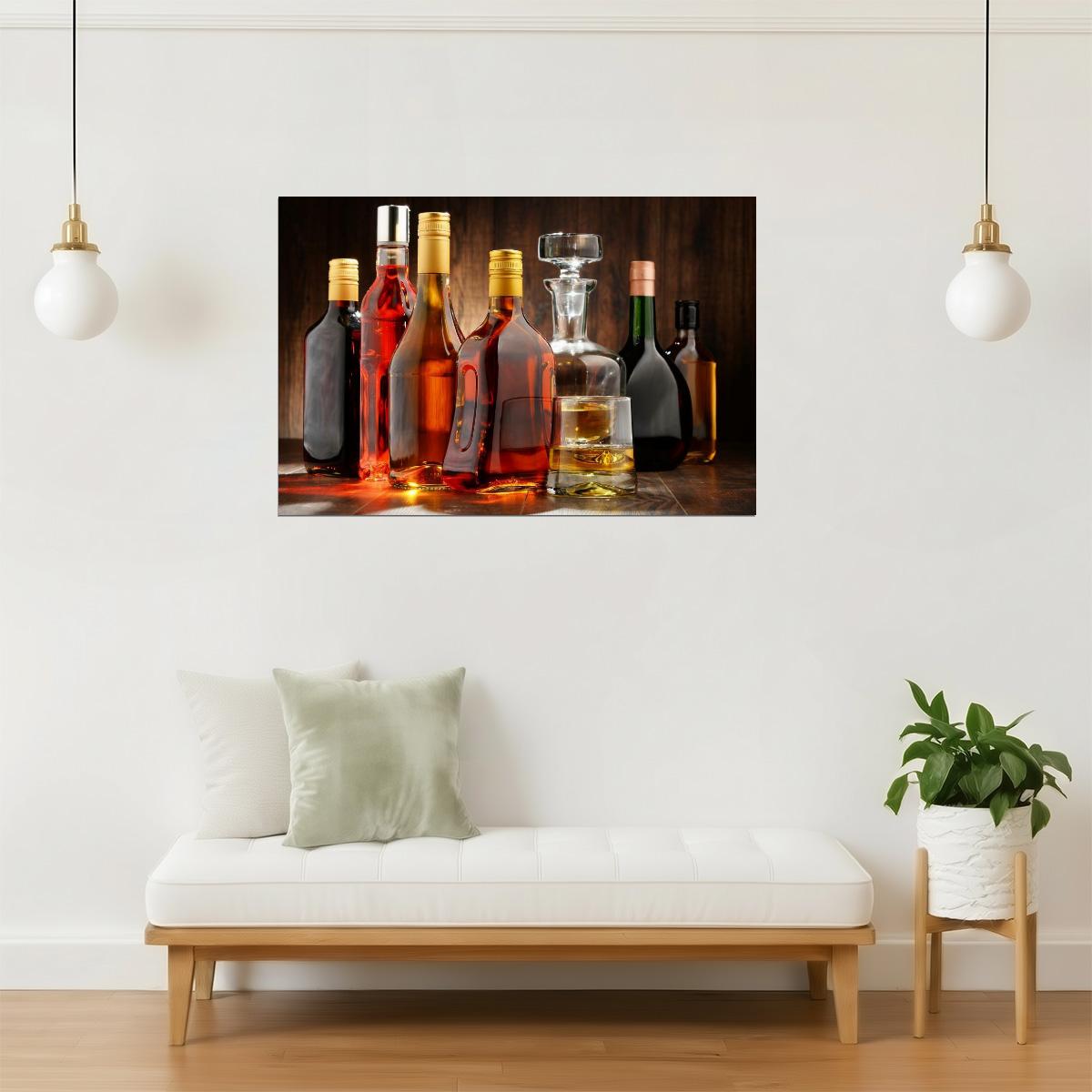 Whiskey Decanters Poster | Bar Photography | Man Cave Wall Art