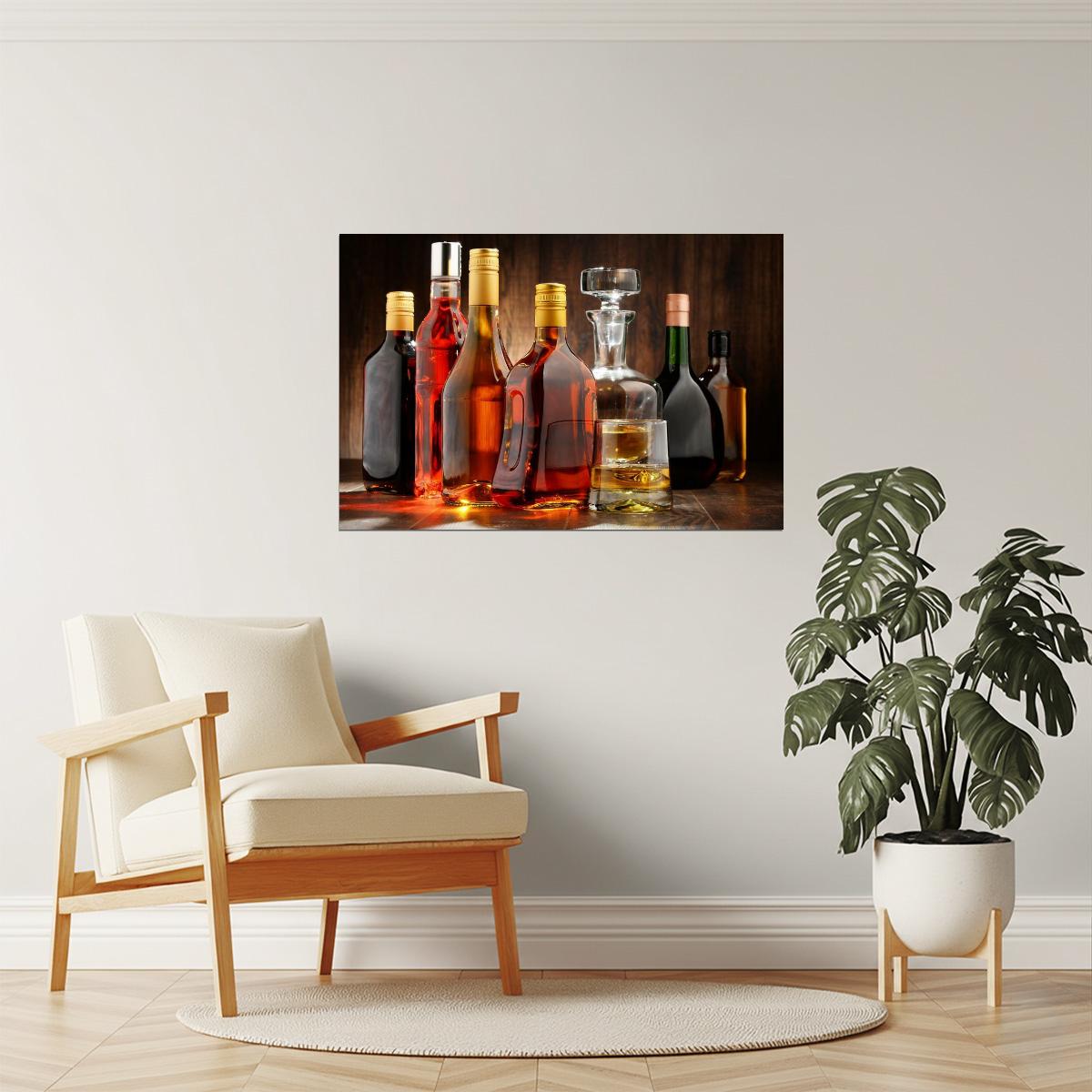 Whiskey Decanters Poster | Bar Photography | Man Cave Wall Art