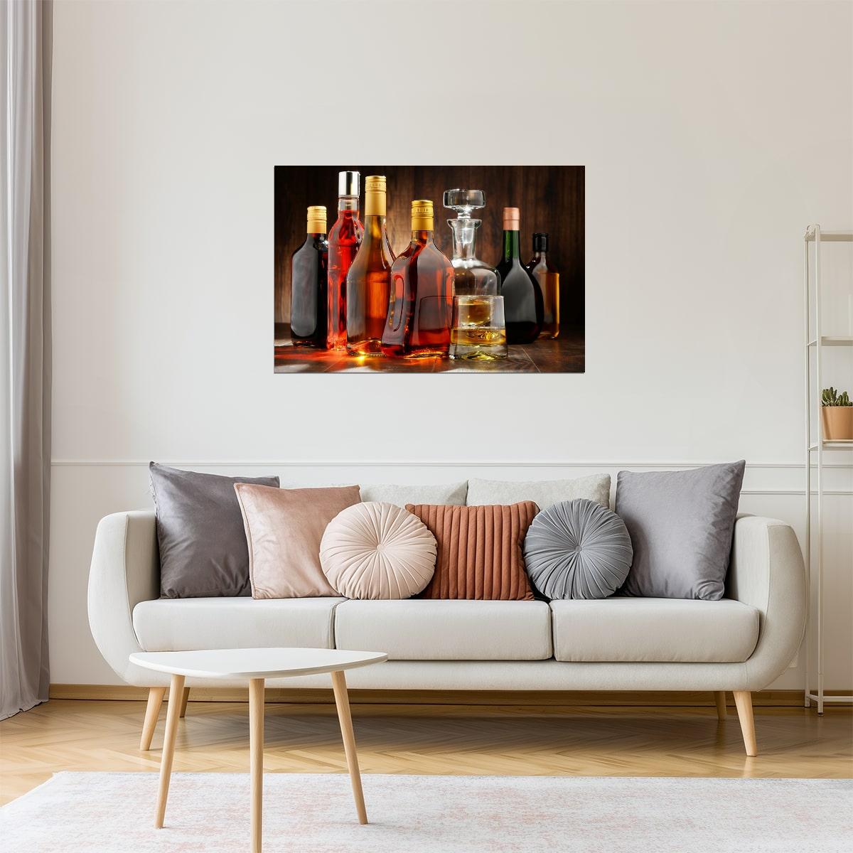 Whiskey Decanters Poster | Bar Photography | Man Cave Wall Art