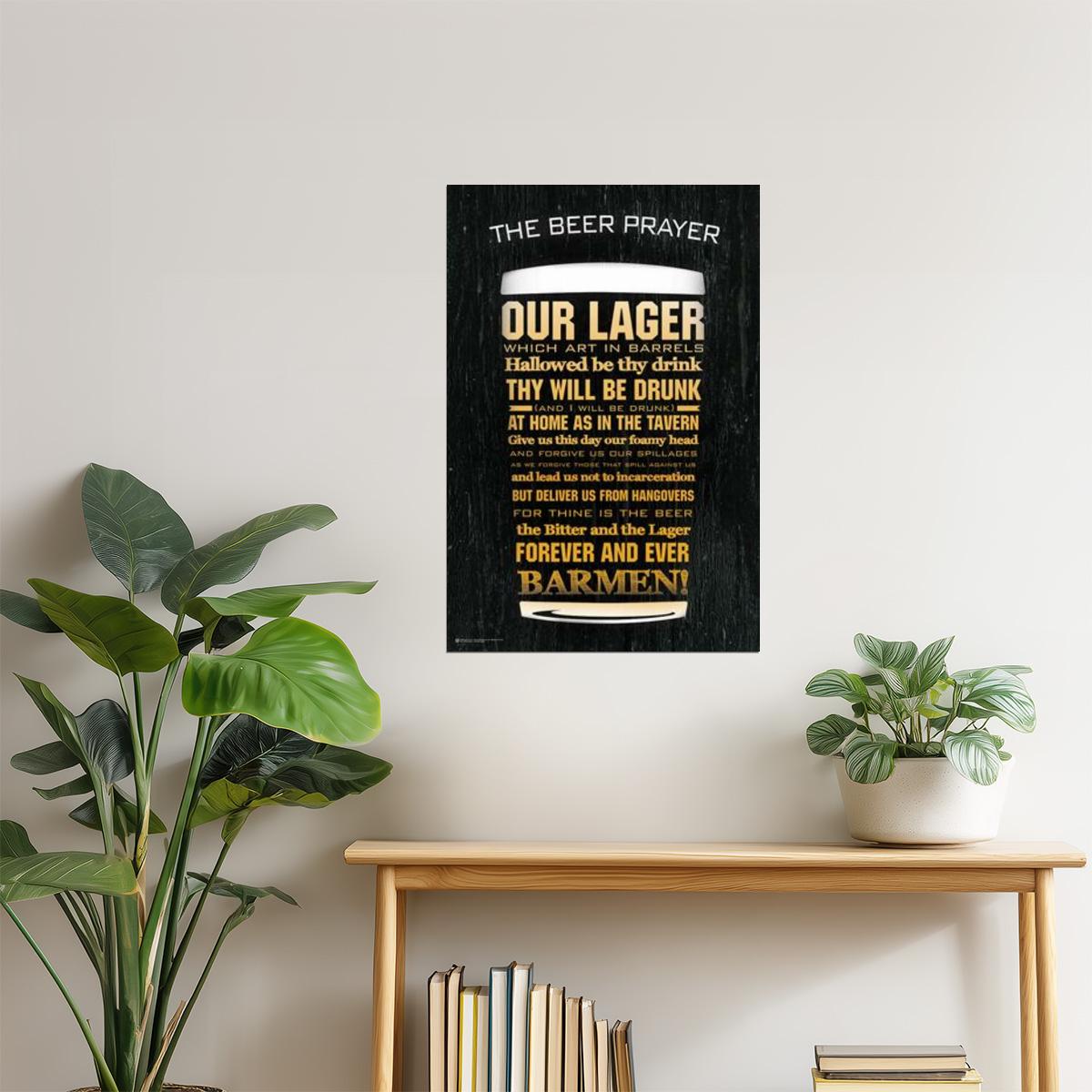 The Beer Prayer Our Lager Poster | Funny Drinking Humor | Man Cave Wall Art