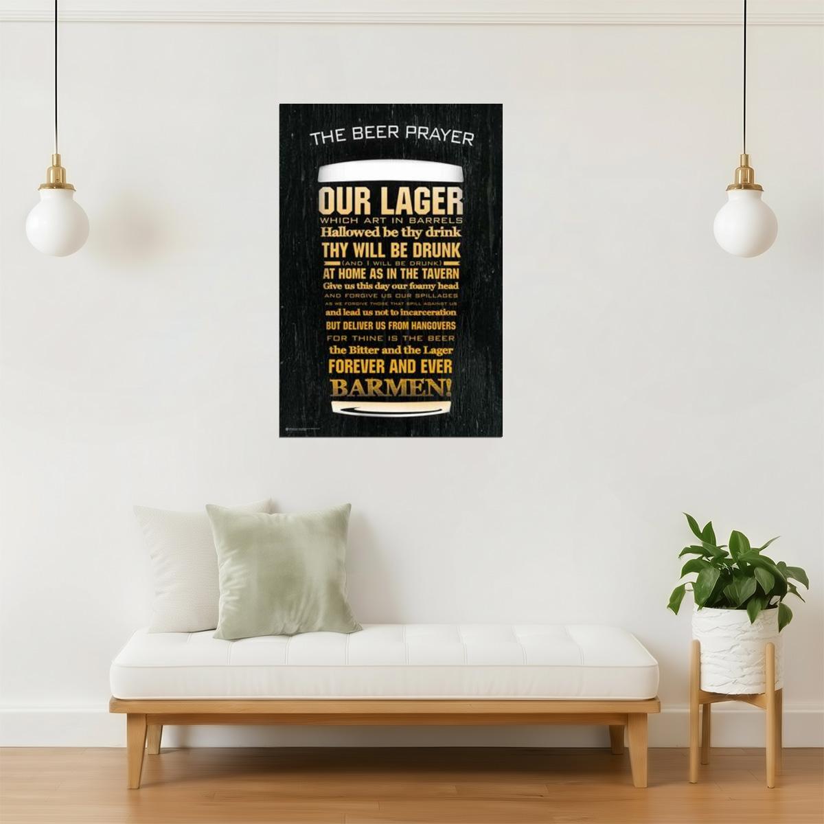 The Beer Prayer Our Lager Poster | Funny Drinking Humor | Man Cave Wall Art