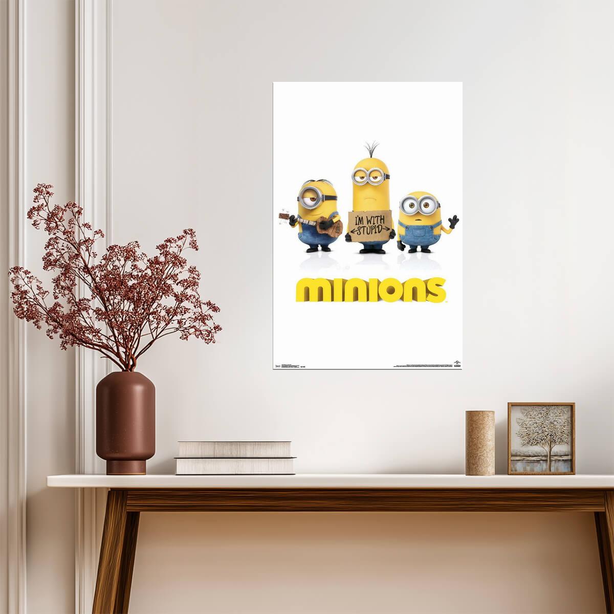 Minions | "I'm With Stupid" One Sheet Poster | Animated Movie Art - Movies & TV Poster