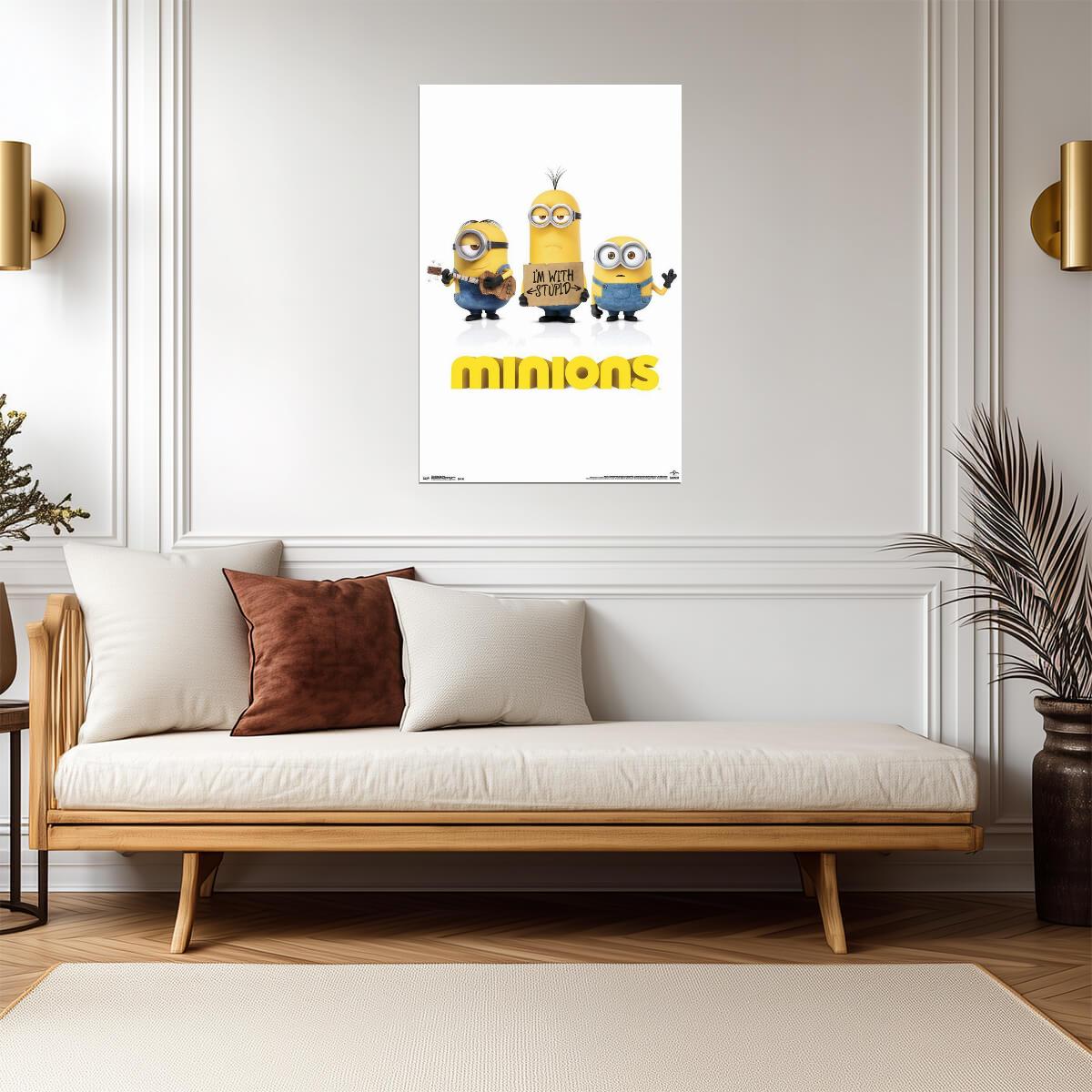 Minions | "I'm With Stupid" One Sheet Poster | Animated Movie Art - Movies & TV Poster