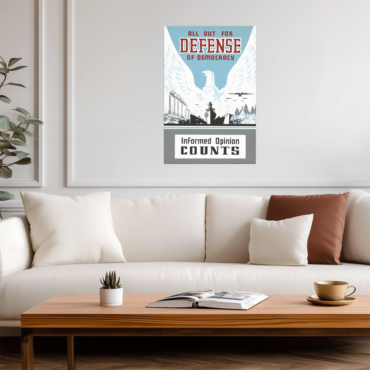 "Informed Opinion Counts" | Defense of Democracy WPA Poster | Vintage Propaganda Art - Vintage & Retro Poster