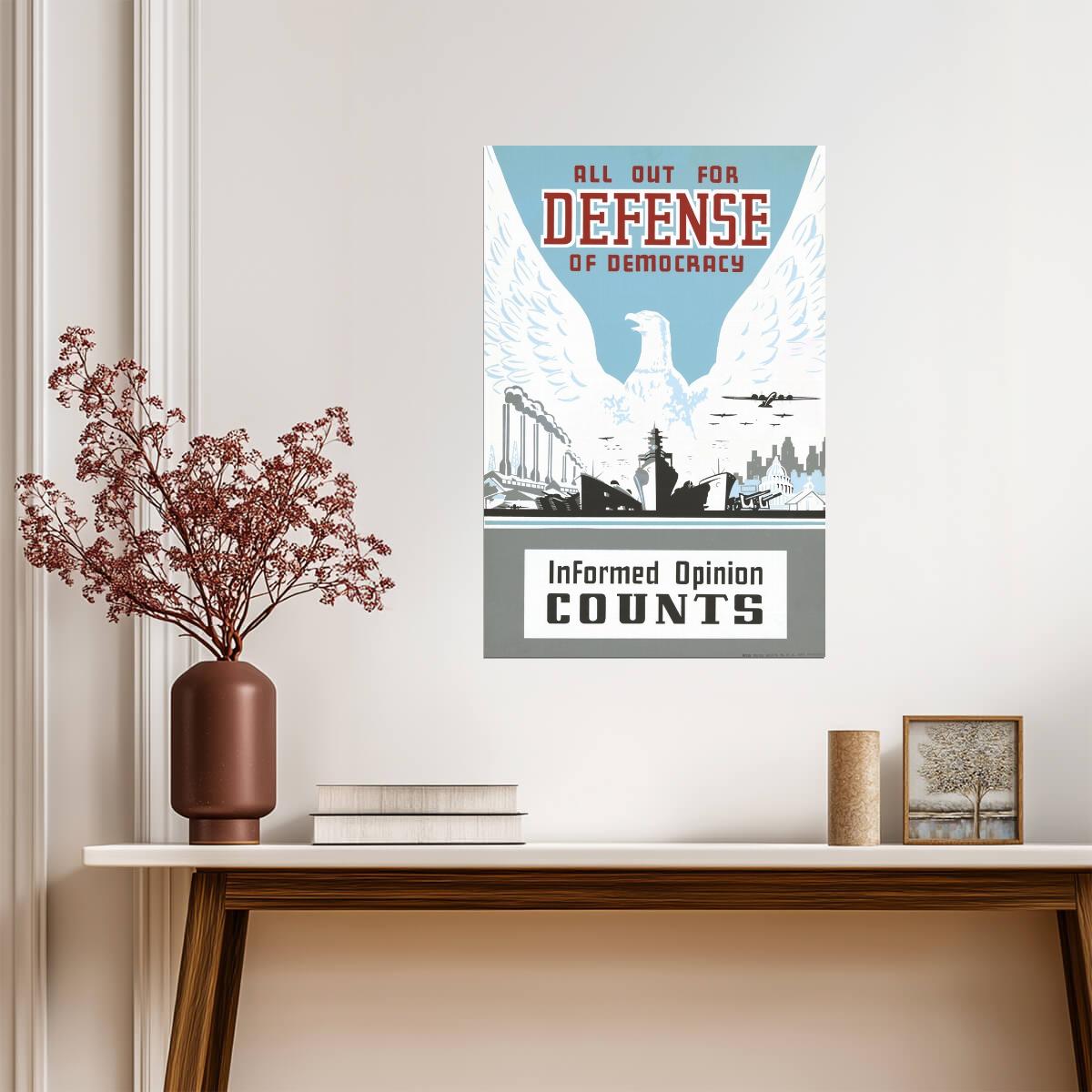 "Informed Opinion Counts" | Defense of Democracy WPA Poster | Vintage Propaganda Art - Vintage & Retro Poster