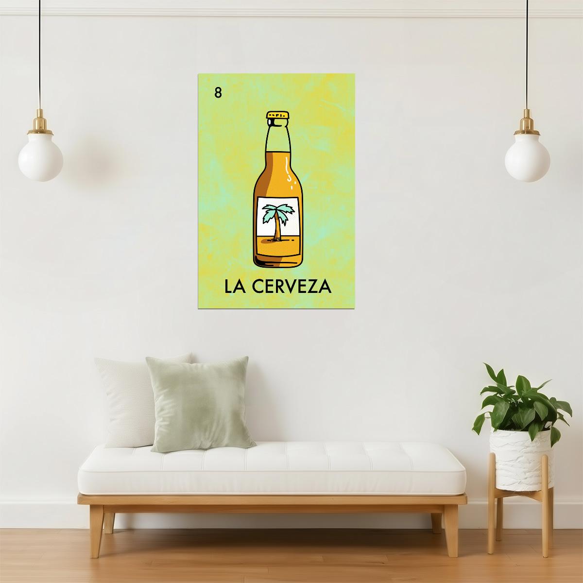 La Cerveza Mexican Lottery Poster | Funny Beer Parody | Kitchen & Bar Art