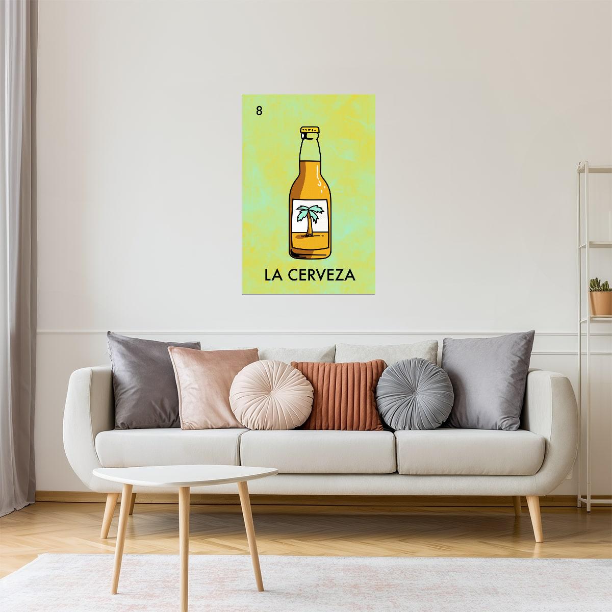La Cerveza Mexican Lottery Poster | Funny Beer Parody | Kitchen & Bar Art