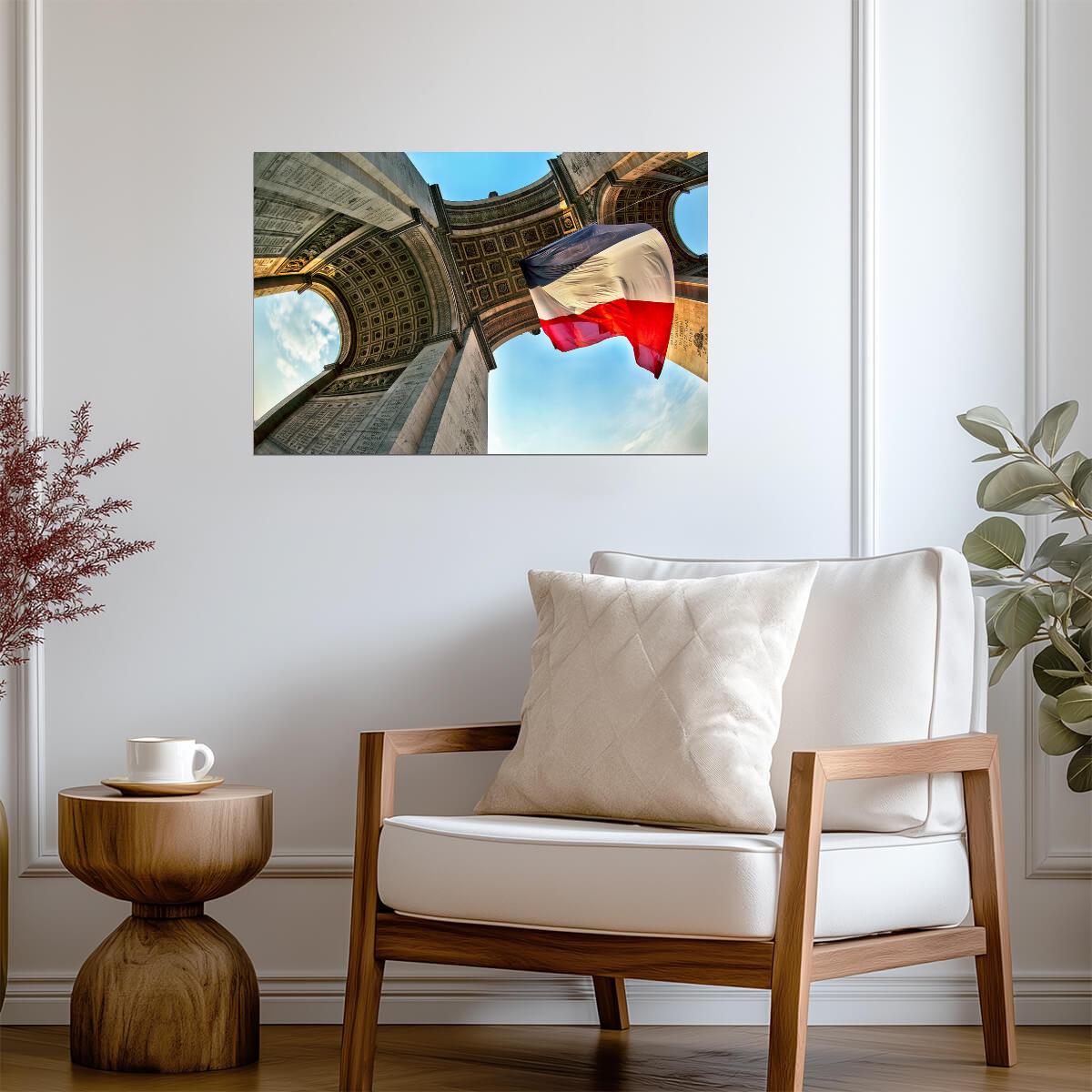 Arc De Triomphe Under the French Flag | Paris Landmark Photography | Cityscape Poster - Photography Poster