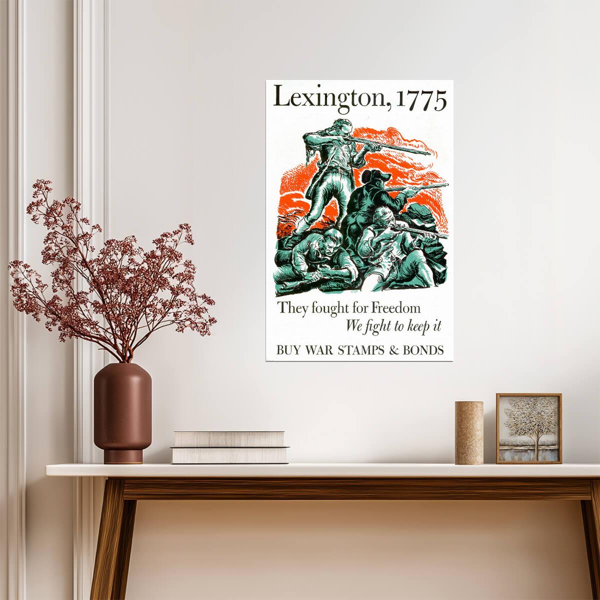 "They Fought for Freedom... Buy War Bonds" | Lexington 1775 Poster | Vintage Propaganda Art - Vintage & Retro Poster