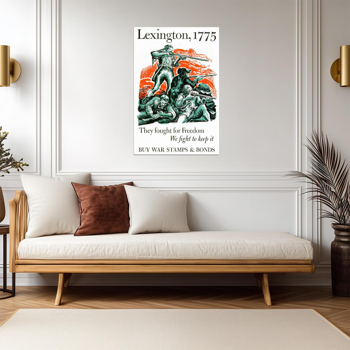 "They Fought for Freedom... Buy War Bonds" | Lexington 1775 Poster | Vintage Propaganda Art - Vintage & Retro Poster