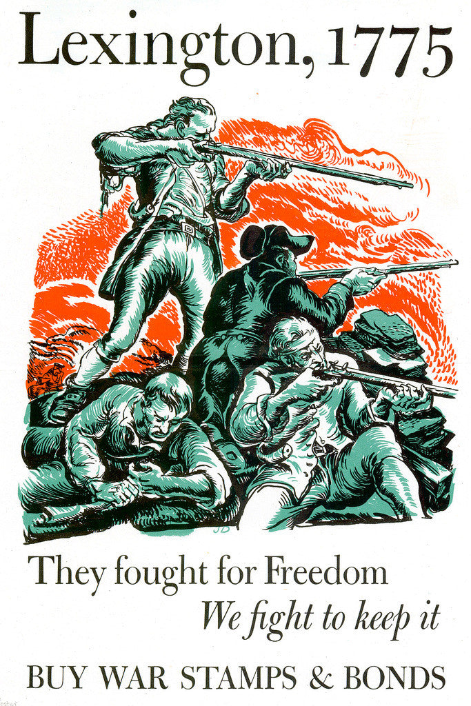 "They Fought for Freedom... Buy War Bonds" | Lexington 1775 Poster | Vintage Propaganda Art - Vintage & Retro Poster