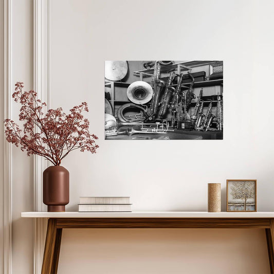 Vintage Musical Instruments | Black and White Music Decor | Orchestra Wall Art Poster - Music Poster
