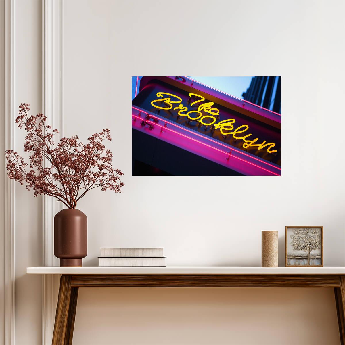 Brooklyn Neon Sign Photo | New York City Lights | Urban Photography Poster - Type & Quotes Poster