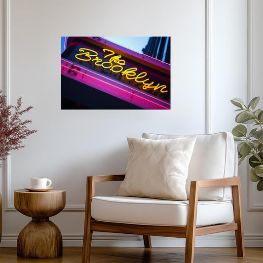 Brooklyn Neon Sign Photo | New York City Lights | Urban Photography Poster - Type & Quotes Poster