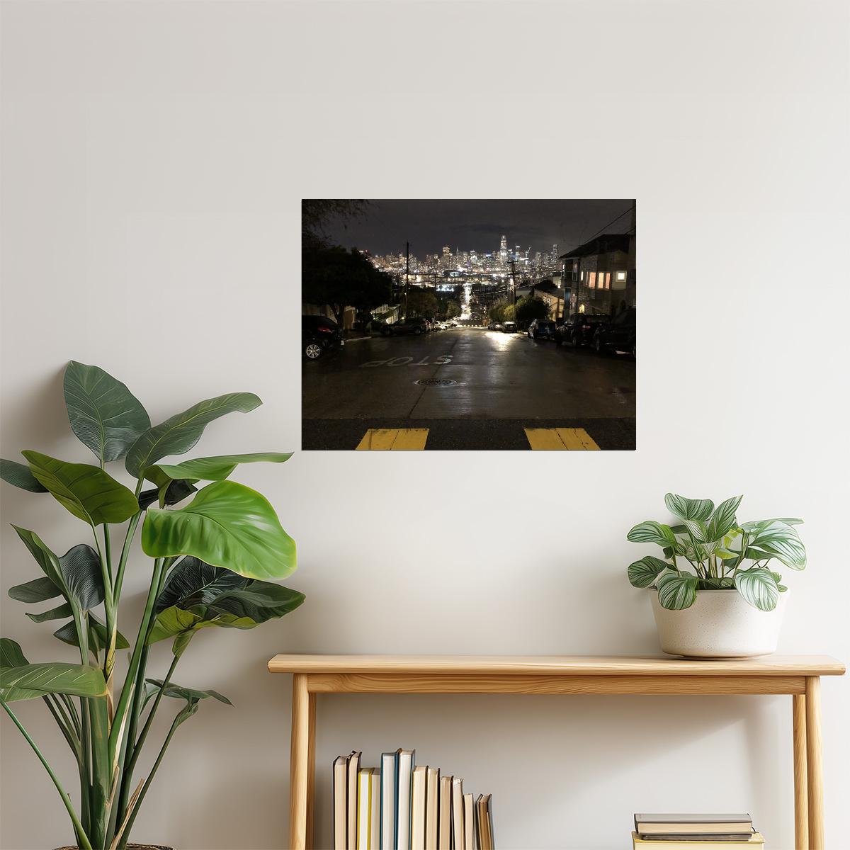 Rainy San Francisco Night Poster | Cityscape Photography | Urban Wall Art