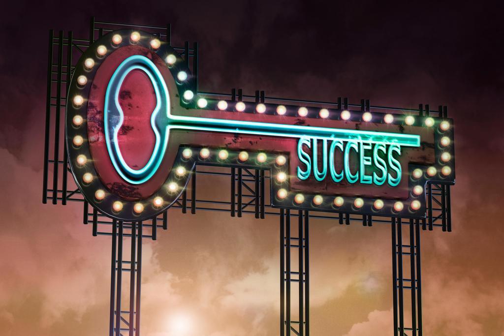Key to Success | Neon Lights Billboard Motivational Poster