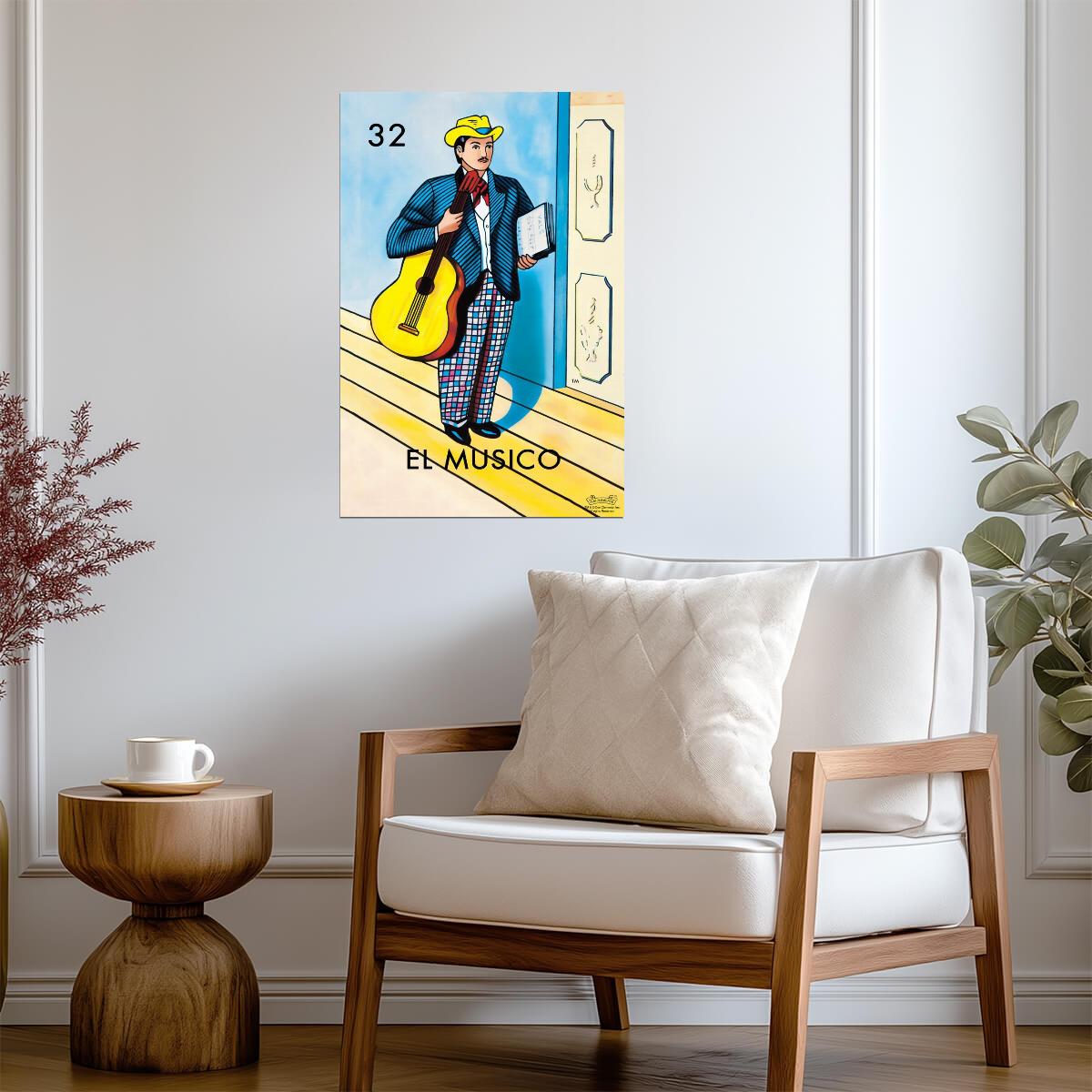 El Musico Loteria Card | Mexican Bingo Game Poster | Vintage Style Wall Art - Music Poster