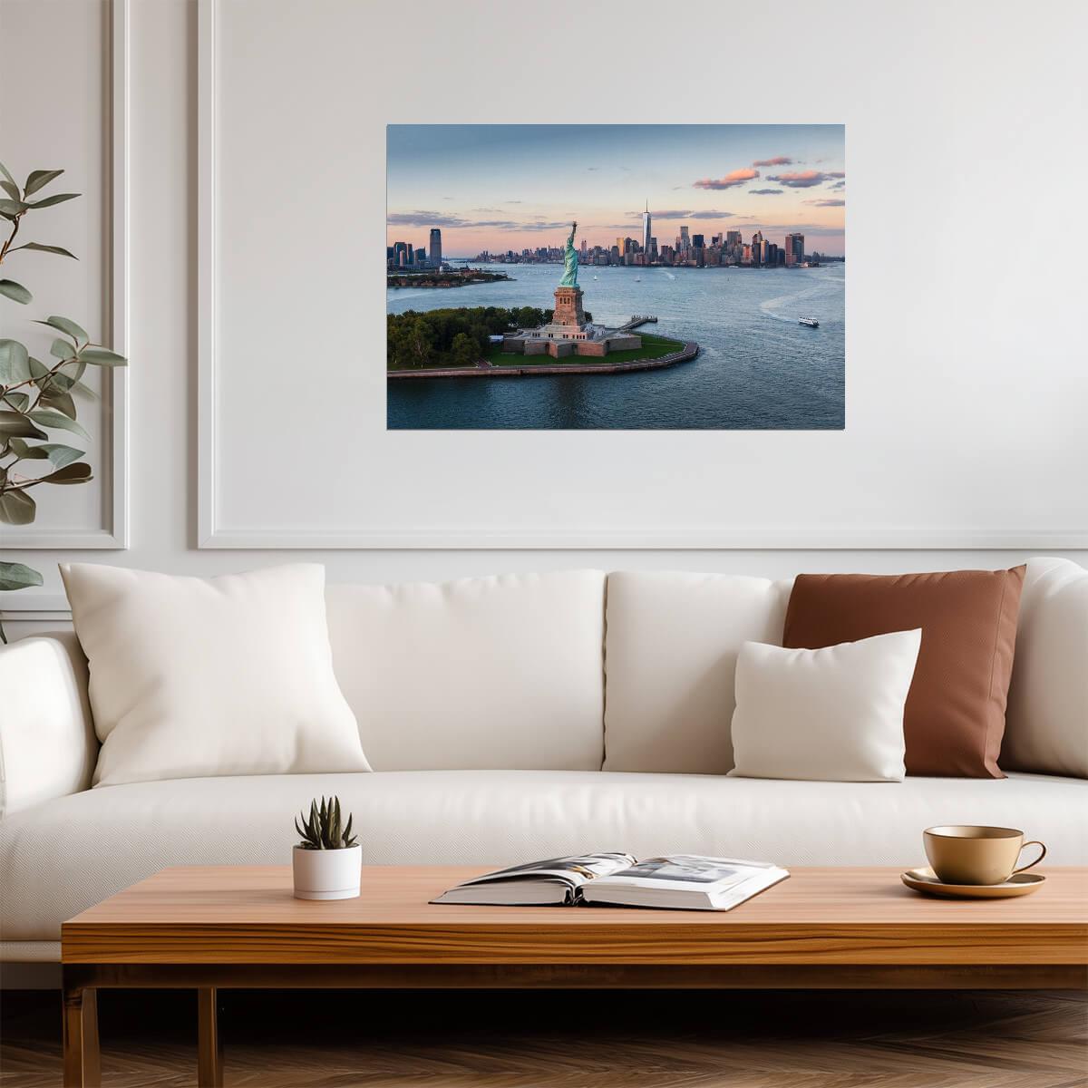 Statue of Liberty at Sunset | New York City Harbor Photography | Landmark Poster - Photography Poster