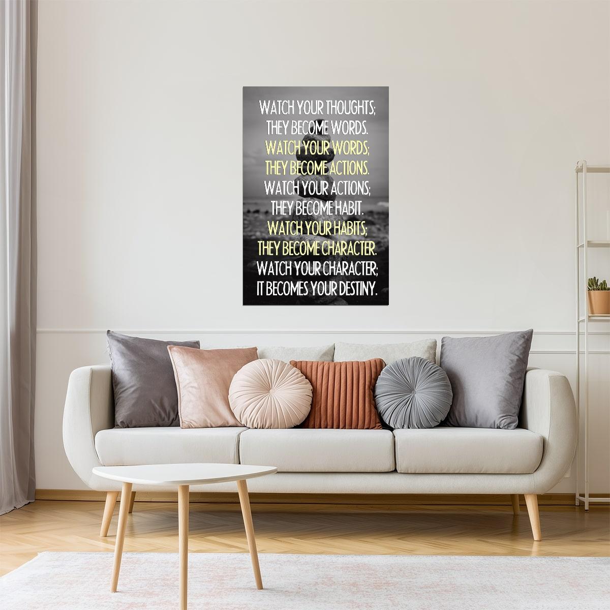 Watch Your Thoughts | Buddha Motivational Quote Poster