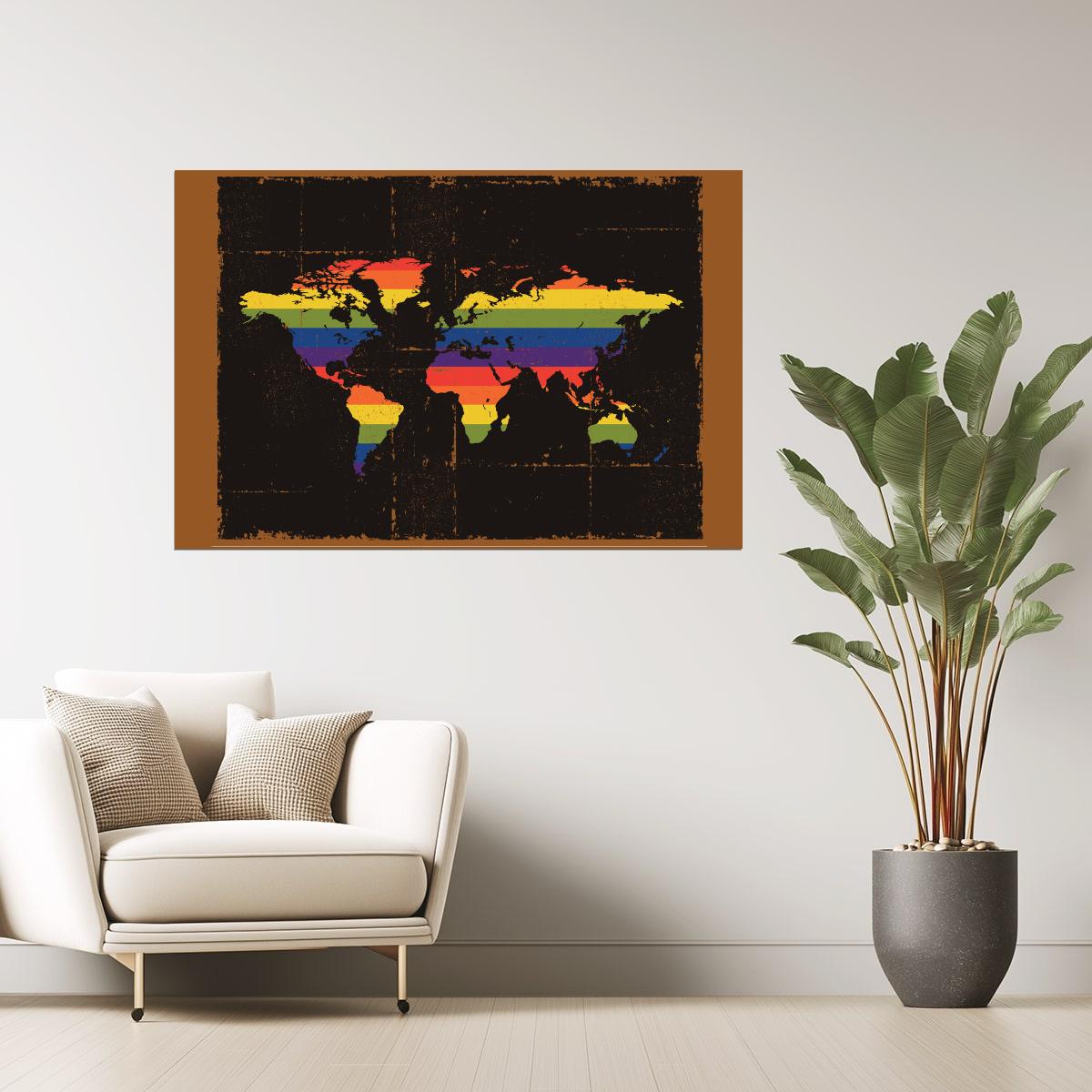 World Map | Rainbow Pride LGBT Map Poster