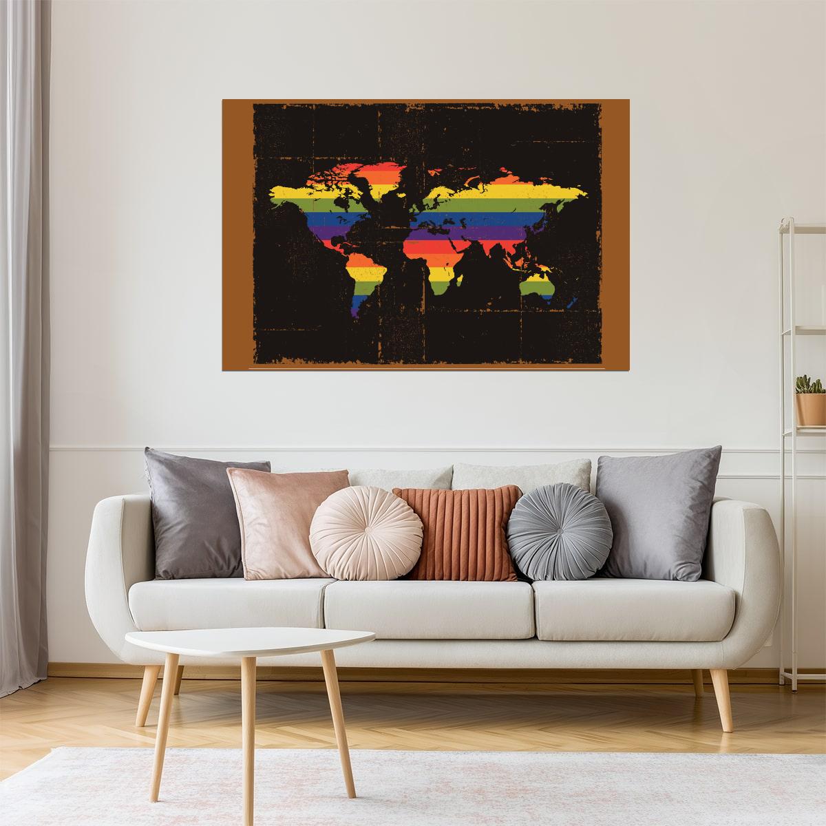 World Map | Rainbow Pride LGBT Map Poster